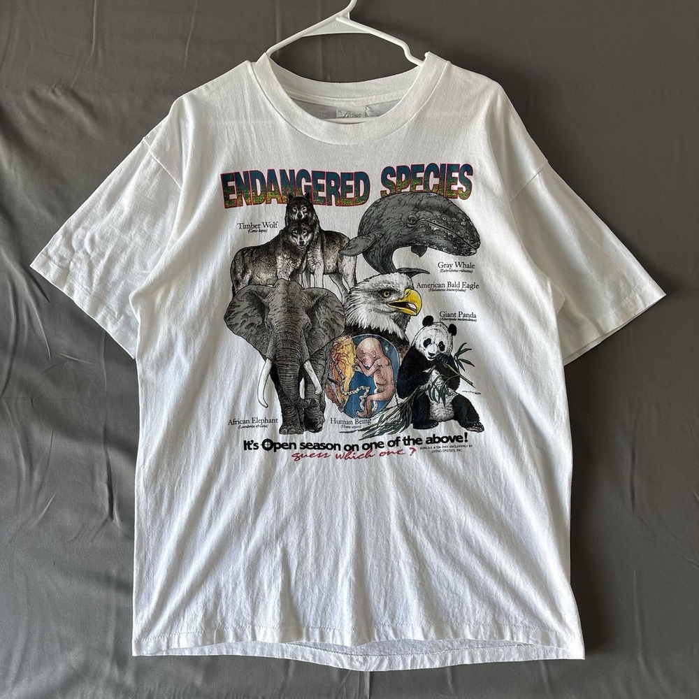 Vintage 1992 Jesus Living Epistles Endangered Species Pro-life T-shirt Men's XL